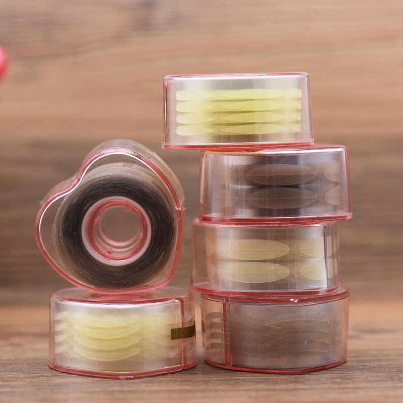 双眼皮贴隐形单面美目贴粉色爱心盒不反光双眼皮胶蕾丝网文卷筒盒