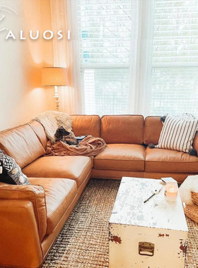 北欧猫爪皮沙发转角左右贵妃组合大小户型现代简约客厅设计师家具