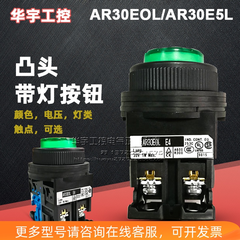 正品凸头带灯按钮AR30EOL/AR30E5L-10/11E3G R Y S W E4