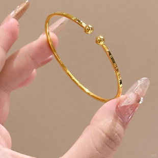 极细光圈活口手环简约设计黄金色手镯女饰品小众光面素圈百搭手饰