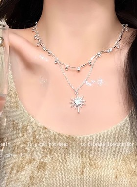 双层星芒叠带项链女轻奢小众设计