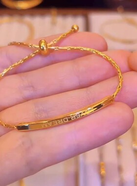 高级感金色复古金属手链女生轻奢小众设计精致冷淡风气质闺蜜手镯