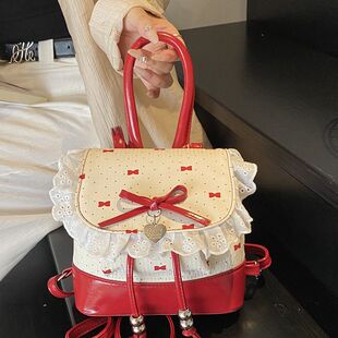 高颜值双肩包包女2025新款 迷你小背包甜美蝴蝶结手提旅行包 潮时尚