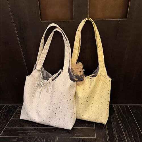 ins风星星帆布托特包大容量