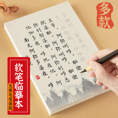 文殊菩萨心咒药师佛地藏王菩萨心咒软笔临摹字帖经书抄写本练字本