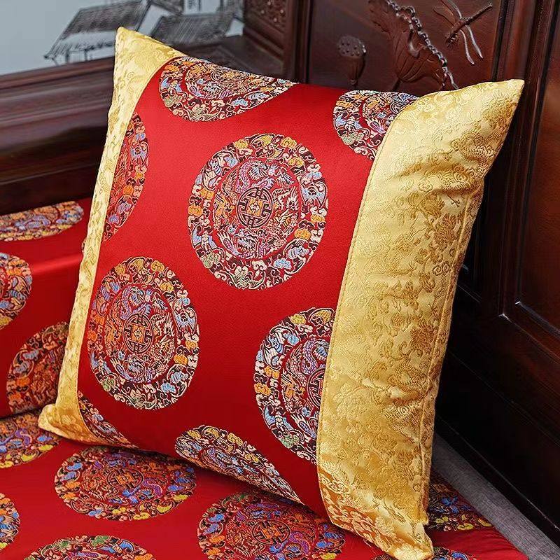 中式沙发扶手枕抱枕长条枕新中式古典刺绣印花沙发靠枕套不含芯