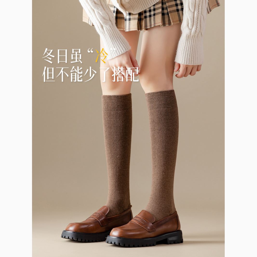 羊毛小腿袜女冬季加绒加厚