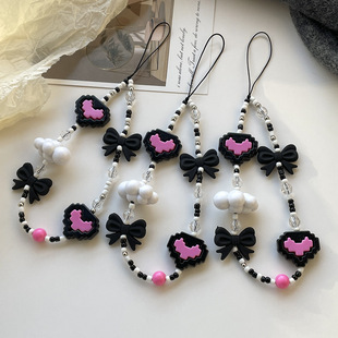 新款 积木爱心云朵 挂件手机链挂绳串珠可爱ccd相机手机 链条链子