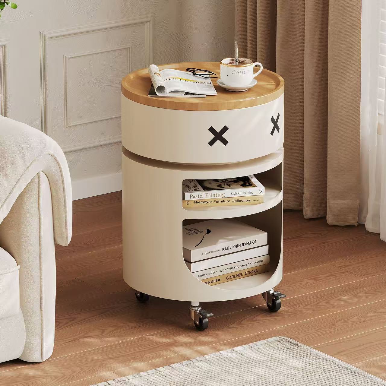 沙发边几茶几可移动实木小圆桌子客厅家用零食柜创意床头柜置物架