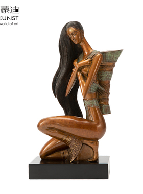 阿斯蒙迪书房客厅高级桌面摆件人物青铜雕塑艺术品《女人的故事》