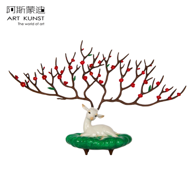 阿斯蒙迪青铜古典客厅限量鹿摆件