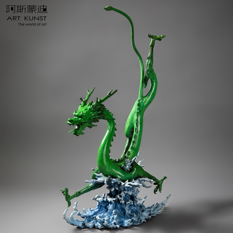 阿斯蒙迪陈金庆青铜龙雕塑生肖龙生日礼高端原创限量客厅玄关摆件