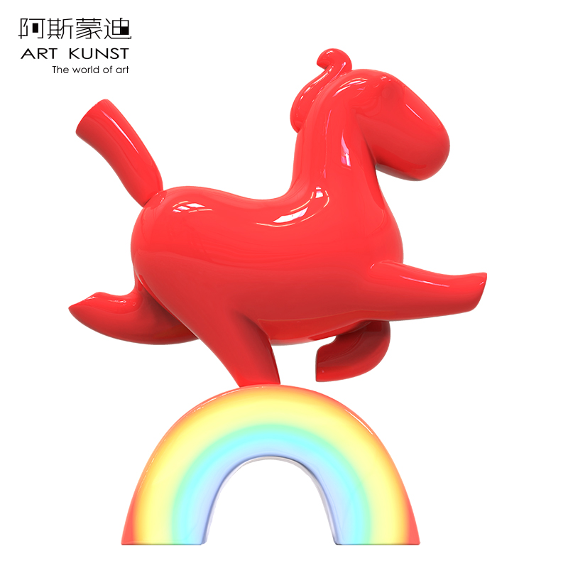 阿斯蒙迪治愈彩虹马艺术摆件