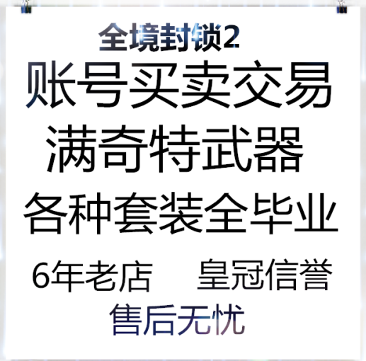 全境封锁2 全奇特 全图纸  三满装备武器插件 毕业账号出售