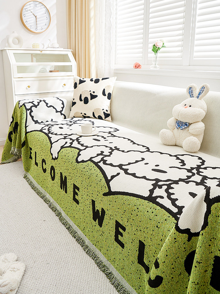 卡通风格沙发毛巾2025新款沙发套防猫抓全套四季通用雪尼尔沙发套