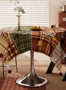 圣诞圆桌布防水防油免洗桌垫轻奢高级感节日装饰盖布方形茶几台布