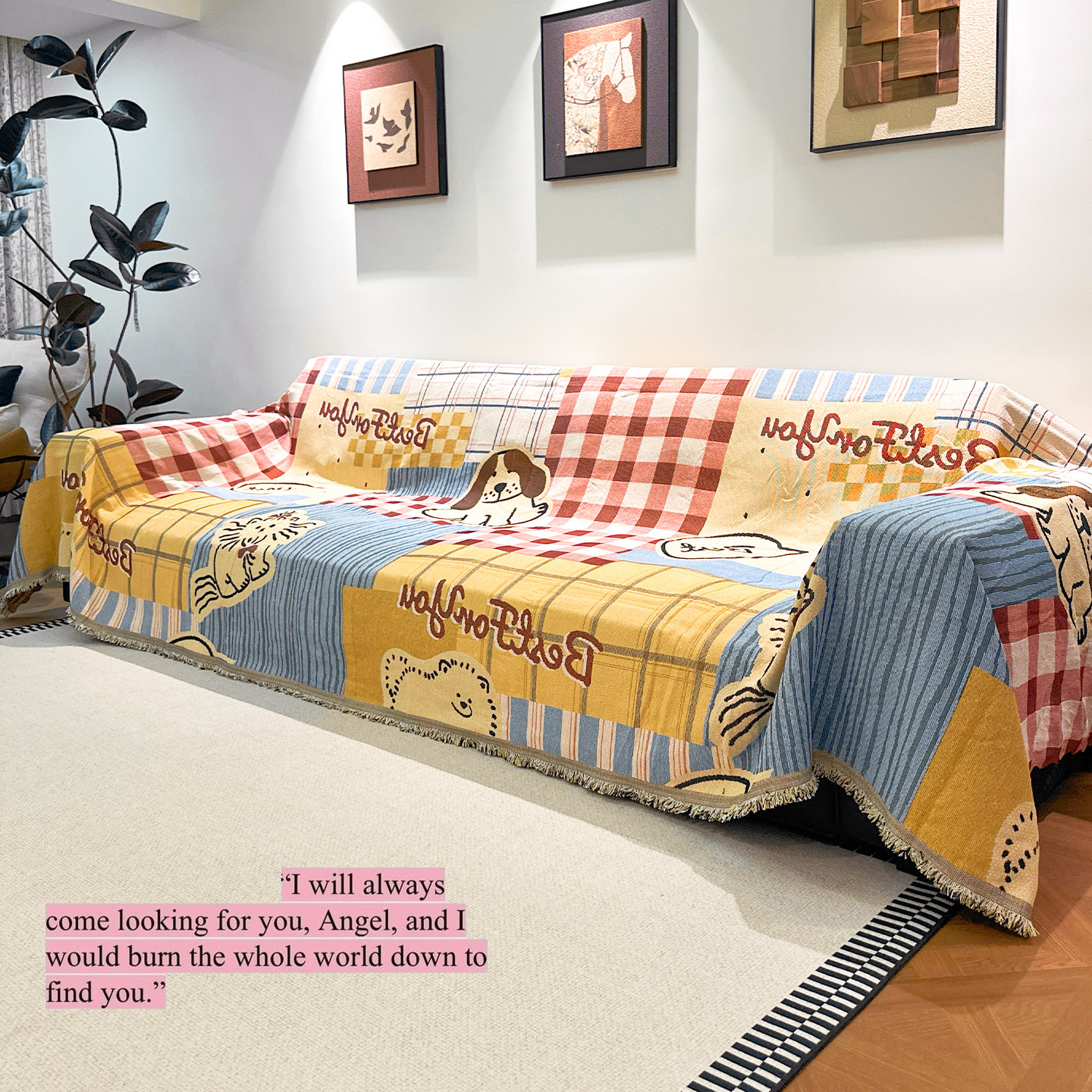 老粗布沙发盖布一整张全盖沙发毯防尘卡通四季通用新款美式沙发巾,居家布艺,沙发垫,淘宝优惠券,粉丝福利购,淘宝优惠卷