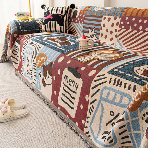 卡通沙发巾2025年新款四季通用沙发坐垫防尘防猫抓沙发盖布沙发毯