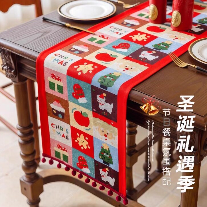圣诞装饰品桌旗轻奢高端茶桌垫布
