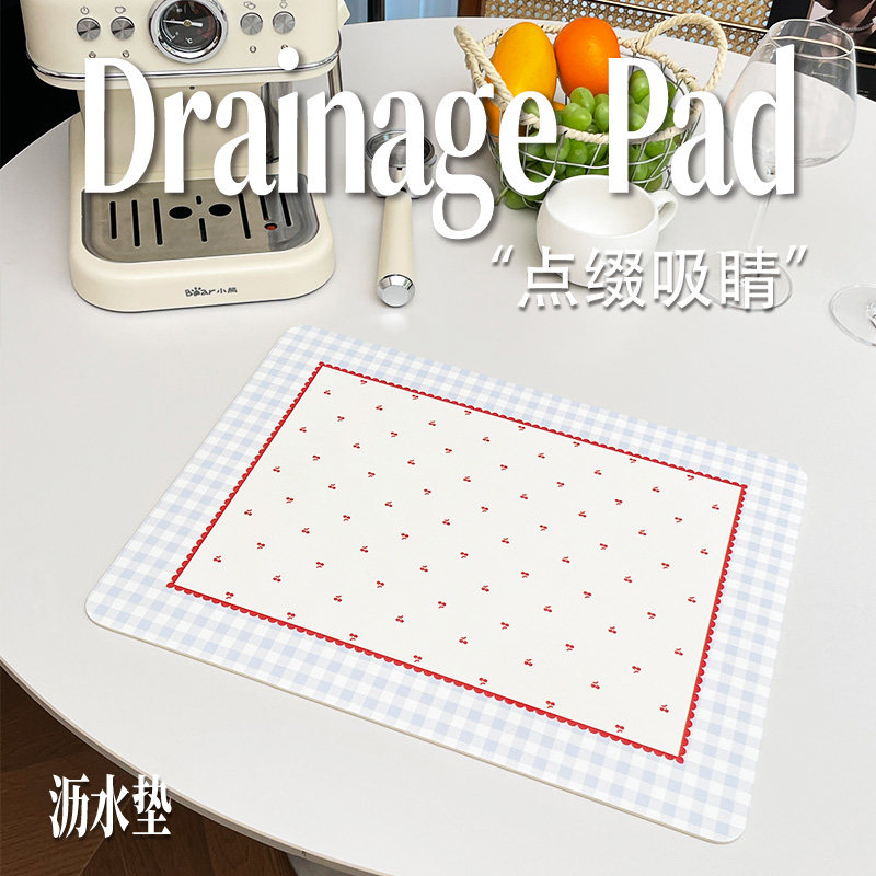 硅藻泥咖啡机专用沥水垫小清新厨房台面吸水垫氛围感小块餐垫杯垫