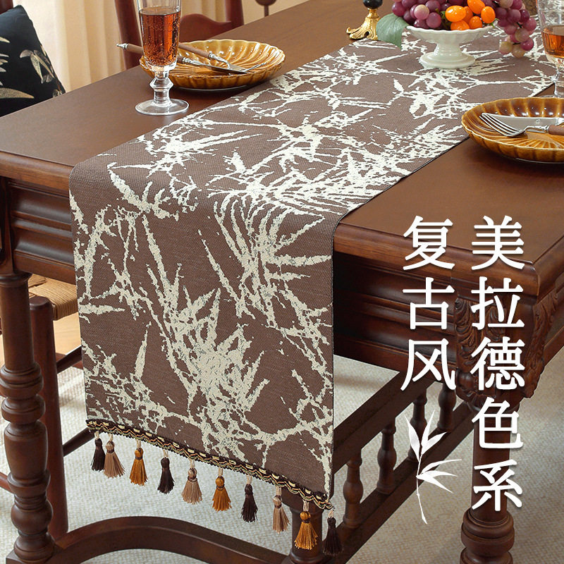 法式雪尼尔餐桌旗轻奢高端流苏斗柜盖布长条桌布2026新款茶桌垫布