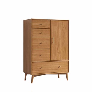 纯实木北欧现代简约时尚美式风格白橡木单门储物柜卧室斗柜