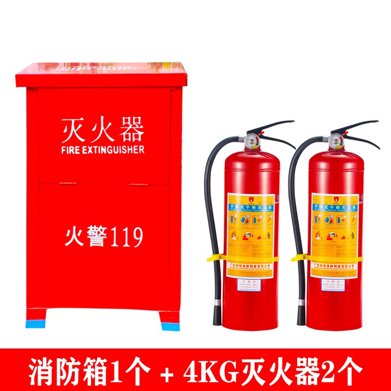 手提式干粉灭火器4kg家用商铺店车载C用新国标消防箱器材12358公