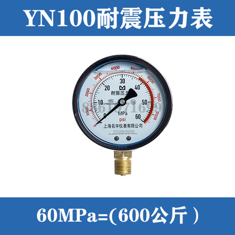耐震压力表YN-100水压液压油压气压0-0.6/1.6/4/16/25/60MPA