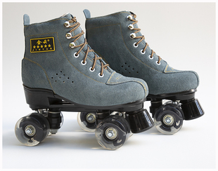 旱冰鞋 双排轮闪光轮轮滑鞋 溜冰场专用成人 牛皮双排溜冰鞋