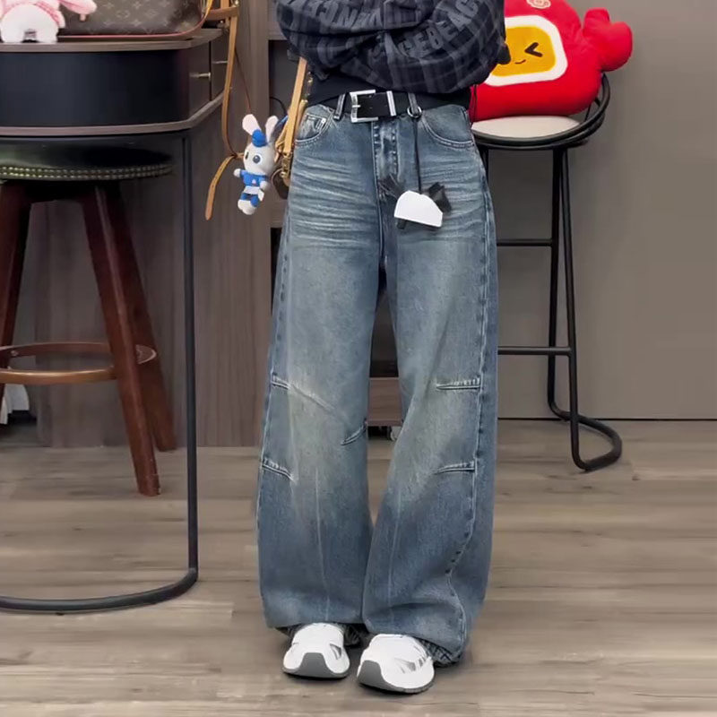 小众美式2026春新款今年流行爆款高腰宽松直筒洗水复古阔腿牛仔裤,女装/女士精品,牛仔裤,淘宝优惠券,粉丝福利购,淘宝优惠卷