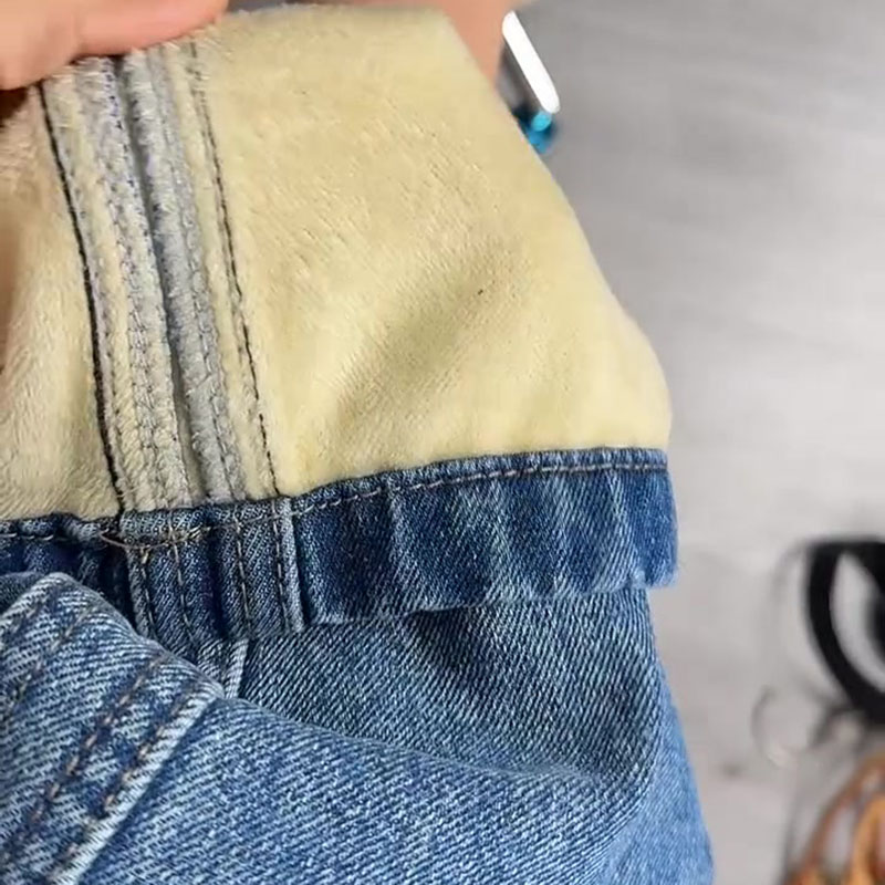 美式加绒加厚2025冬新款今年流行爆款高腰宽松直筒弯刀阔腿牛仔裤