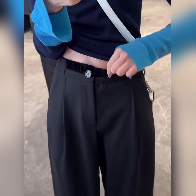 清货 垂感丝绒拼接黑色西装裤子女今年流行新爆款遮胯显瘦直筒裤,女装/女士精品,卫裤,淘宝优惠券,粉丝福利购,淘宝优惠卷
