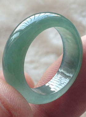 天然A货翡翠戒指男女款玉指环玉戒指冰飘花阳绿淡绿k可搭手镯玉镯