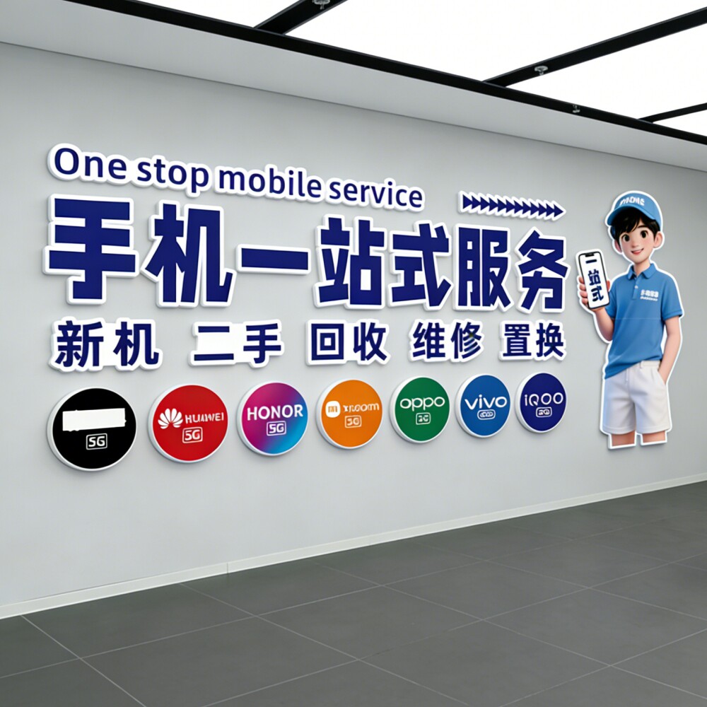 手机维修店3d背景墙PVC立体墙贴维修业务广告宣传标语字装饰布置