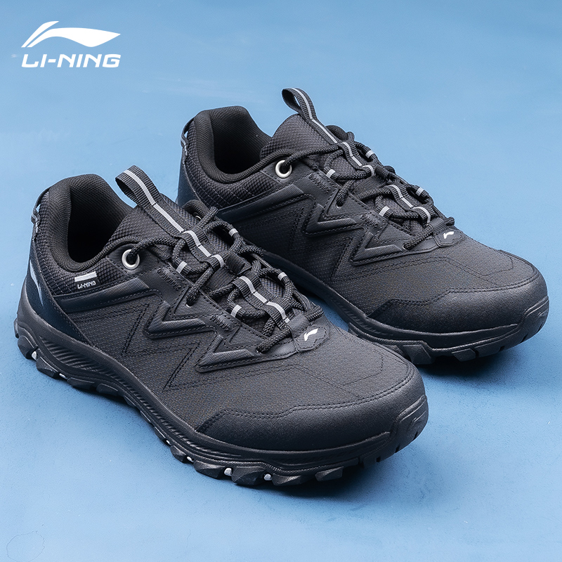 李宁休闲鞋男鞋新款黑色网面低帮