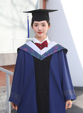 大学硕士研究生毕业服表演服蓝色硕士服文理工农军医科毕业学士服