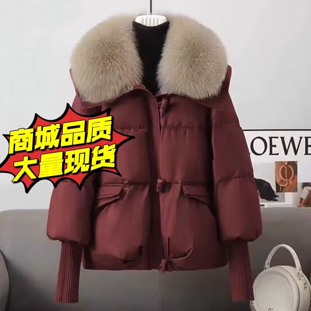 2025冬季新款羽绒棉服女短款洋气韩版宽松棉衣女超大毛领加厚棉袄