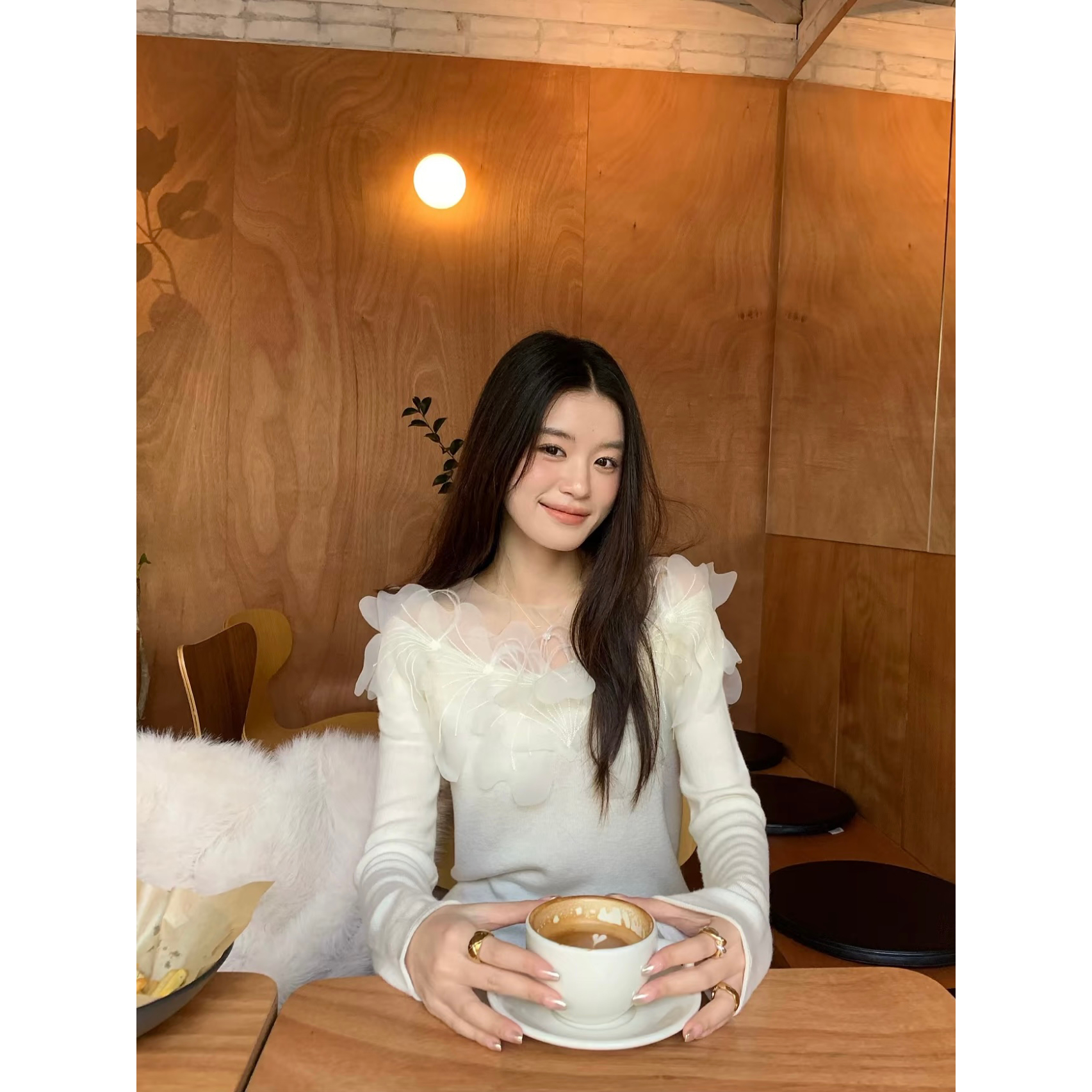 27 ONLINESTORE法式网纱上衣设计感温柔风2025秋季新款打底衫