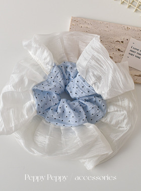 PeppyPeppy韩系温柔丝光纱花边波点大肠发圈大号扎发头饰头花发饰