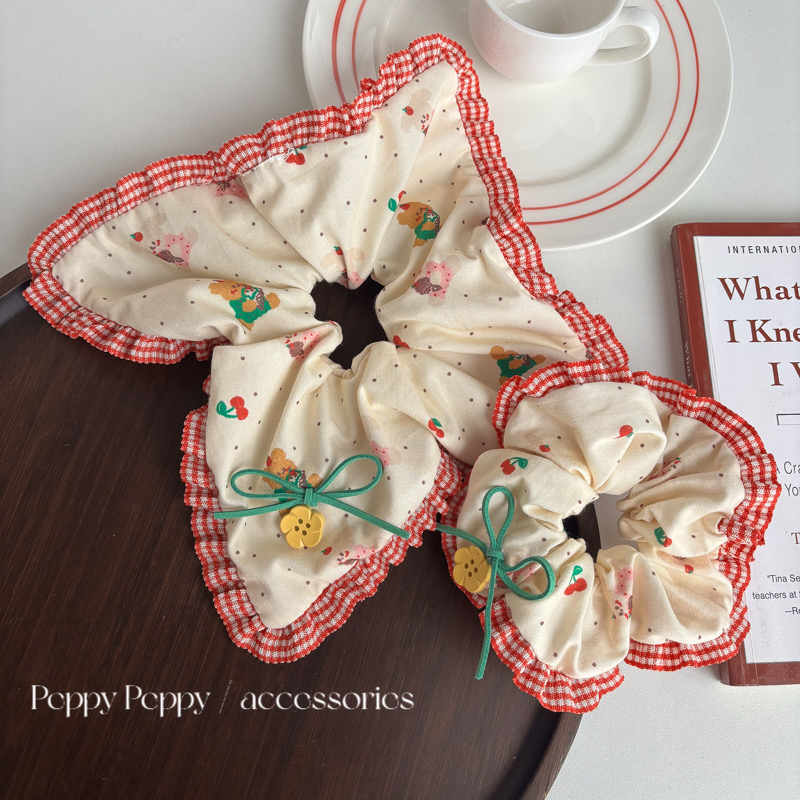 可爱甜美头绳方巾发圈樱桃小熊