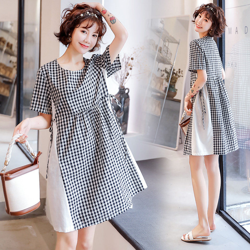 pregnant woman Dress Summer fashion pure cotton Plaid skirt Chao Ma Easy Women dress Mid length version fairyin the Maternity/Maternal supplies/Nutrition , Maternity , Dress  category - from Buy2taobao.com to provide professional Taobao agent buy service