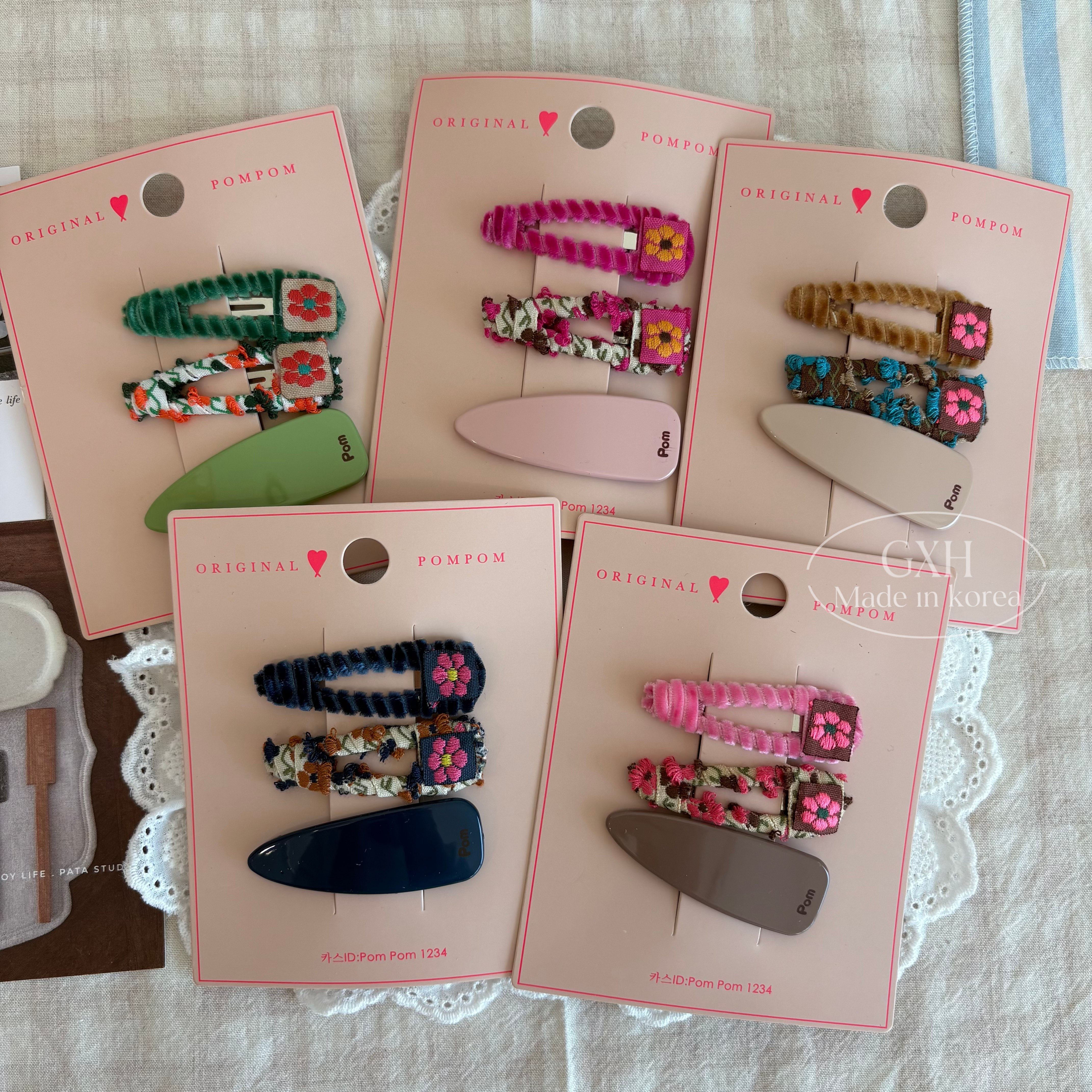 包邮韩国进口original pom pom植绒布艺刺绣亮面BB组合夹女童发饰,饰品/流行首饰/时尚饰品新,发饰,淘宝优惠券,粉丝福利购,淘宝优惠卷