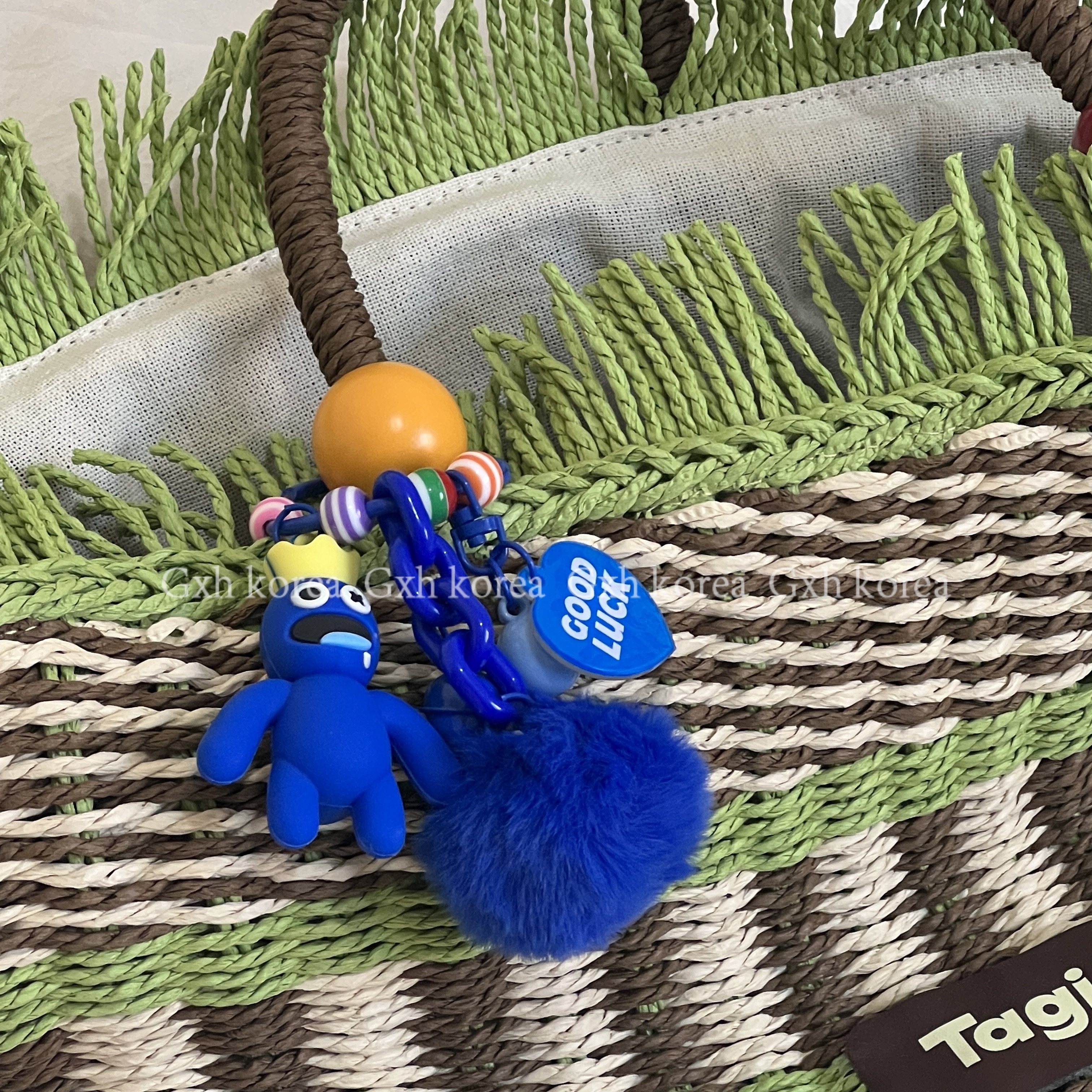 卡通夸张动物糖果色钥匙扣日常毛茸茸球铃铛耳机盒挂件百搭书包挂