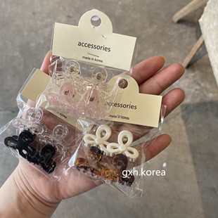 韩国 进口中号抓夹 透明玳瑁色小宝宝碎发发抓迷你纯色侧边发卡女