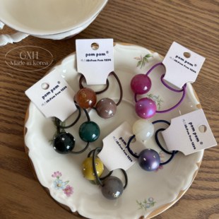 包邮韩国进口original pompom闪钻字母球绕绕长发绳百搭女童发饰