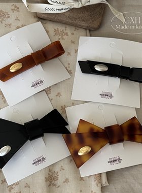 包邮J.Ram韩国进口金银标少女发饰醋酸琥珀弹簧夹黑色箭头鸭嘴夹