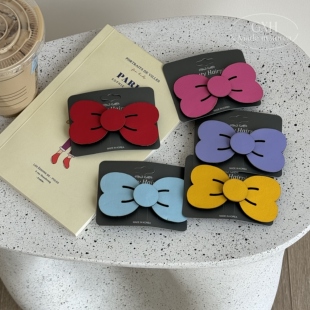 韩国进口儿童可爱彩色仿皮蝴蝶结BB夹碎发刘海儿发夹女童洋气发饰