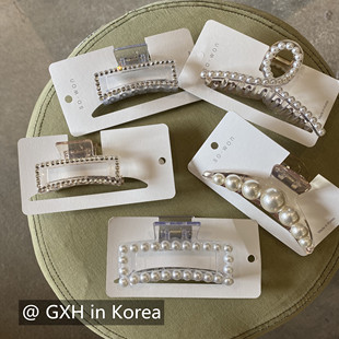 韩国进口SO.WON法式 ins抓发夹后脑勺气质2021发夹 珍珠鲨鱼夹个性