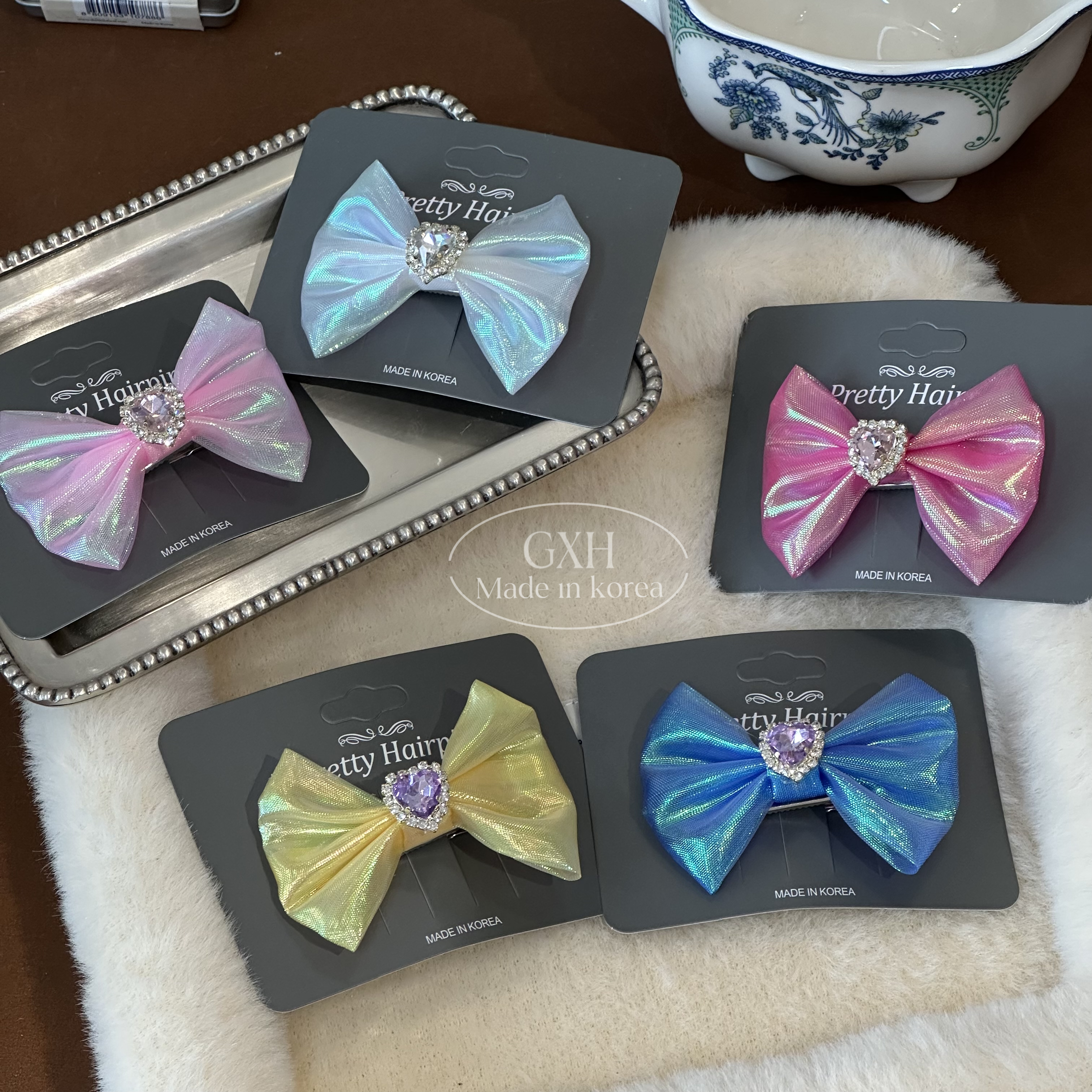 甜美公主女孩韩国进口蝴蝶结发夹