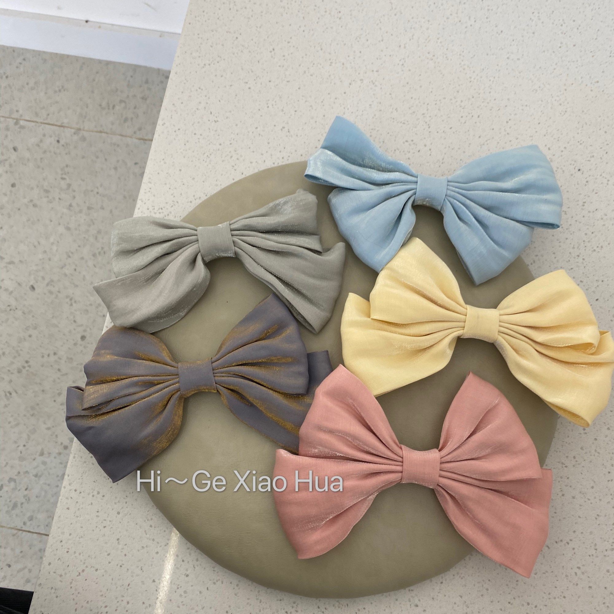 包邮韩国网红弹簧夹丝滑质感大蝴蝶结发夹后脑勺发饰超仙头顶夹女